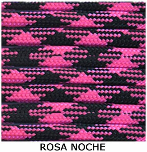 Rosa Noche 100' + 25 Buckles Paracord Hero 10' 20' 50' 100' Hanks Parachute 550 Cord Type III 7 Strand Paracord - Largest Paracord Selection
