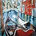 8" x 8" High Gloss Raised Image Unique Handcrafted Decorative Ceramic Artist Tile Wall Plaque With Hanger / Stand - Italian Villages Italy Vacations (BD-2116C)