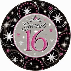 Sweet 16 Sparkle Prismatic Paper Lunch Plates, 8ct