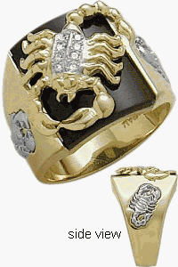 Men's 10 Karat Two-Tone Gold & Onyx Scorpion