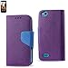 Reiko Wallet Case 3-In-1 for BLU life Play L100A with Blue Interior Leather-Like Material And Polymer Cover - Retail Packaging - Purple