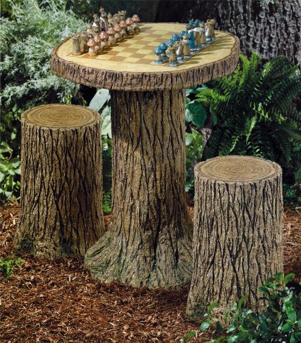 Frog King Theme Chess Set Game Table w/ 2 Stools