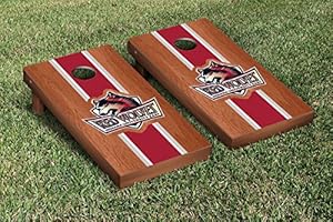 Indiana University East Red Wolves Cornhole Game Set Rosewood Stained Stripe Version