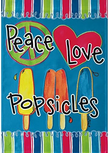 PEACE , LOVE, POPCICLES STITCHED GARDEN FLAG Rain or Shine 1.04-ft W x 1.5-ft H Summer Embroidered Garden Flag