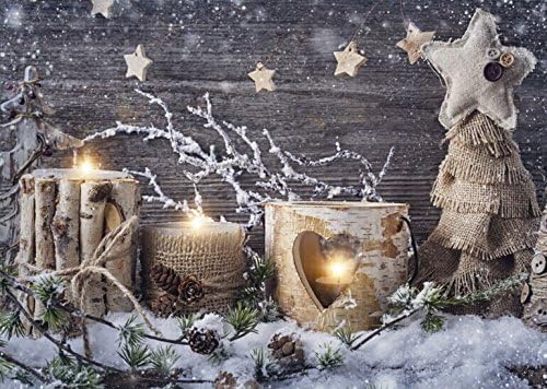 Christmas Candles LED Canvas Print - Red Christmas Candles and Pinecones with Evergreen Garland - Lighted Picture - Wall Art with Battery Operated Led Lights