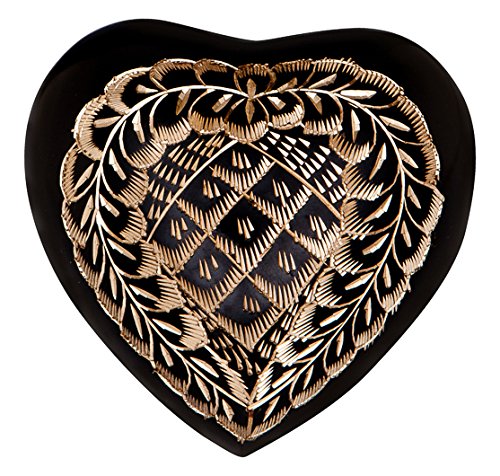 Funeral Keepsake Urn by Liliane - Cremation Urn for Human Ashes - Hand Made in Brass and Hand Engraved - Fits the Cremated Remains of Adults as Well as the ashes of dogs, cats or other pets - Display Burial Urn at Home or in office (Rings of Love)