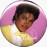 Michael Jackson - Autograph (Head Shot) - AUTHENTIC 1980s RETRO VINTAGE 1.50" Button / Pin