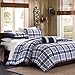 Full Queen Twin Comforter Bed Set Teen Bedding Modern Contemporary Blue Navy Plaid Bedspread Update Bedroom Decor (FULL/QUEEN)