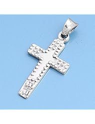 Sterling Silver Cross Pendant Italian Christian Faith Charm Solid 925 Italy 23mm with 1.8mm Curb Chain