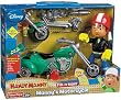 Fisher Price 2009 Disney Channel Handy Manny Motorcycle Adventure 8-1/2 Inch Tall Figure Playset - Manny's Motorcycle with Manny's Figure, Felipe, Blueprint, Rusty, Fork, Front Tire, Engine, Muffler and Gas Tank Plus Phrases in English and Spanish and Over 15 Fix-It Jobs