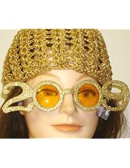 Hand Crocheted Gold Metallic Gimp Skull Cap Offered in Combination with Gold Frame 2009... by Gita