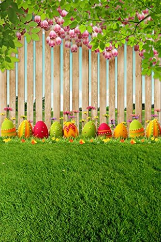 6.5 Ft*5 Ft(200cm * 150cm) Easter Day Vinyl Colorful Eggs Grass Flowers Photo Background Seamless Waterproof Printed Photography Backdrop ZGE-039