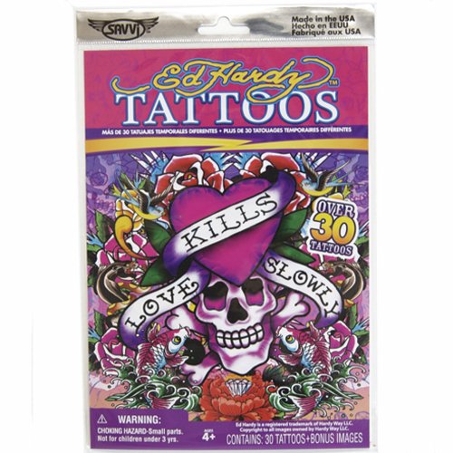 Ed Hardy Glitter Style 1 of 2, Over 30 Temporary Tattoos