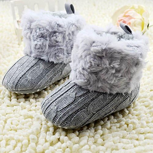Floomer Toddler Infant Girl's Knit Fleece Soft Sole Short Snow Boot Grey 6-12M
