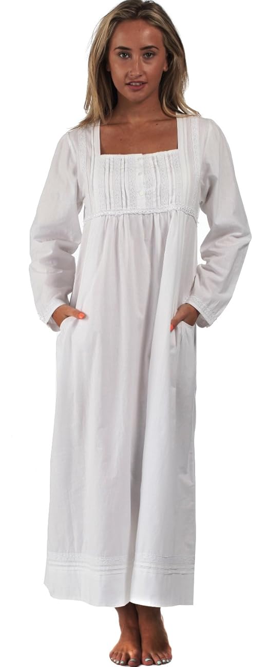 The 1 for U 100 Cotton Nightgown Vintage Design with Pockets Victoria