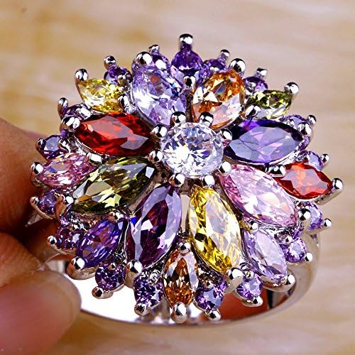 Peridot Garnet Citrine Amethyst White Topaz Jewelry Flower Design (7)