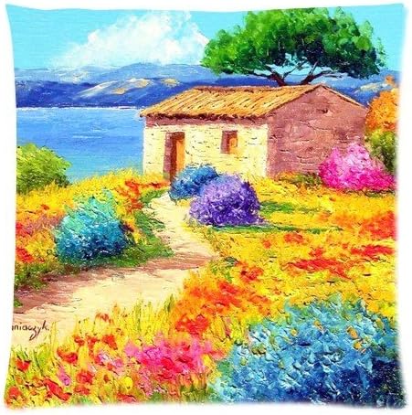 Custom Vintage Painting Dream House Background Rectangle Pillow Case 18 x 18 Inch cloth simulation Zippered Pillow Cover - Lljpcovers One side Print