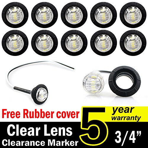 10 Pcs TMH 3/4" Inch Mount White LED Clearance Markers Bullet Marker lights, side marker lights, led marker lights, led side marker lights, led trailer marker lights, trailer marker light