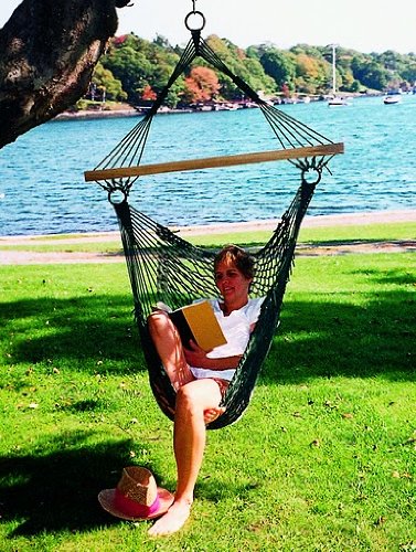 White or Hunter Green Hammock Swing Earth Friendly
