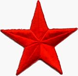 Solid Red Star - 3 - Embroidered Iron On or Sew On Patch