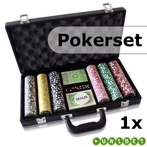 Pokerset mit 300 Pokerchips, Koffer, W&uuml;rfel & Spielkarten