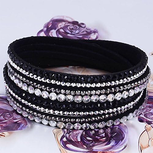 ATHING Bracelets Rhinestone Bling Crystal Fashion Wrap slake deluxe Double wrap leather w bilingbling full crystal BRT019