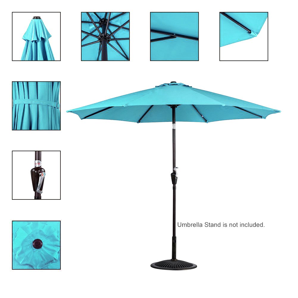 Sundale Outdoor 10 Feet Outdoor Aluminum Patio Umbrella with Auto Tilt and Crank, 8 Alu. Ribs