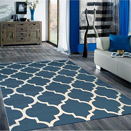 Moroccan Sky Blue Transitional Modern Oriental Area Rug 5' X 7' + Free Shipping