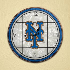 MLB New York Mets Stained Glass Wall Clock