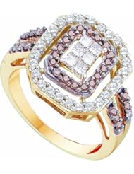 0.75ctw Brown Diamond Invisible Ring 14K Yellow Gold w/ 62 Diamonds