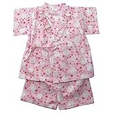 盛夏 甚平(ジンベイ) 【日本製】リップルプリントうさぎ&花柄甚平スーツ 95cm/ピンク NO.OG-1612