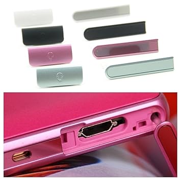 【クリックで詳細表示】SONY Xperia A SO-04E (M36h) 専用 サイド キャップ カバー (イヤホン プラグ ＆ micro USB 端子) 2点 セット ソニー エクスペリア エース 互換品 (ブラック)： ホーム＆キッチン