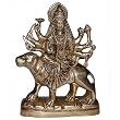 Religious Gifts Goddess Durga Brass Sculpture Sitting on Lion 5 x 1.5 x 6.5 inches