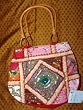 Handbag Carmine Red Sari Patchwork Beaded Designer Purse