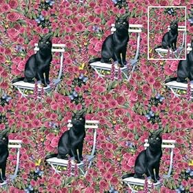 Rose Garden Black Cat Gift Wrap