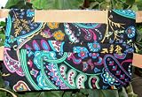 Fabric Surgical Face Mask Washable Reusable for Protection Against Germs & Allergens -- Adult Size Black Colorful Paisley with Gold Ribbon