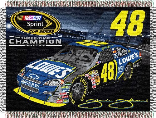 Buy Jimmie Johnson NASCAR 3x Champion Commemorative 48x60 Blanket Throw by The Northwest