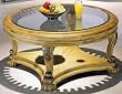 Antique Bone Finish Round Coffee Table w/ Bevelled Glass Insert By Coaster Furniture