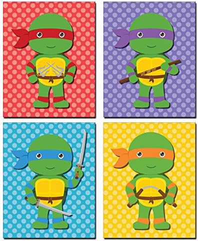 4 Pack of Kids Room/Nursery Ninja Turtle Prints (8" x 10")