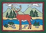 Country Deer Cotton Hooked Rug 2'x3'