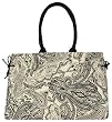 Cotton Black and White Paisley Satchel Bag with Cotton Cord Handle 20"x13 1/2"x6 1/2"