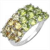 4.10 Carat Genuine Citrine & Peridot Sterling Silver Ring