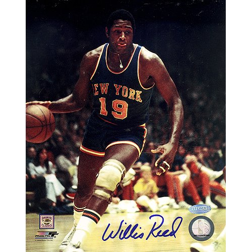 Steiner Sports NBA Willis Reed Knicks Blue Jersey Dribbling Autographed 8-by-10-Inch Photograph