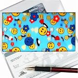 Lenticular Check Book Cover, 3D HAPPY FACE, UFO, BLUE SKY, YELLOW, BLUE R-D010-CBC