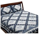 100% Cotton Blue Hearts Full/Queen Quilt Set with Sham
