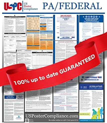 2016 Pennsylvania PA State and Federal all in one Labor Law Poster for Workplace Compliance Green