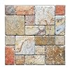Scabos Travertine 3-Pieced Mini-Pattern Tumbled Mosaic Tile - 6 X 6 Sample