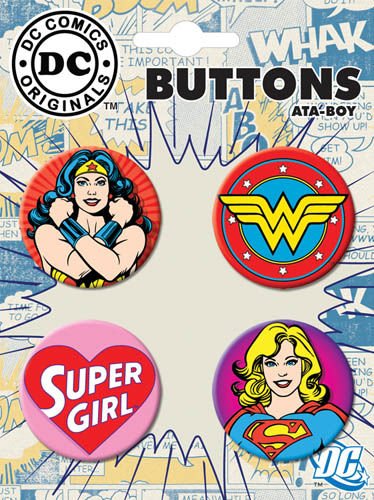  Dc Comics Wonder Woman and Supergirl Button Set