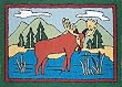 Moose Cotton Hooked Rug 2'x3'