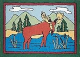 Moose Cotton Hooked Rug 2'x3'